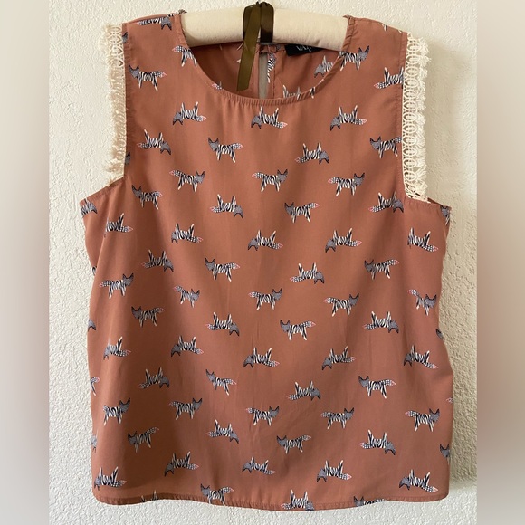 Varga zebra print animal top size L - Picture 1 of 6